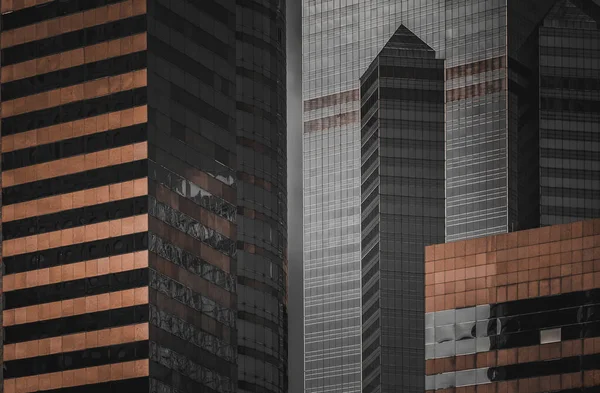 Hong Kong Business Building Closed Black Golden Color — Stock Photo, Image
