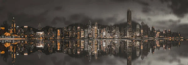 Vista Del Porto Hong Kong Astratta Orizzontale Sfondo — Foto Stock