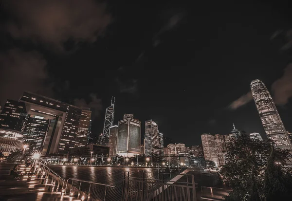 Paysage Urbain Horizon Dans Ville Hong Kong Couleur Noir — Photo