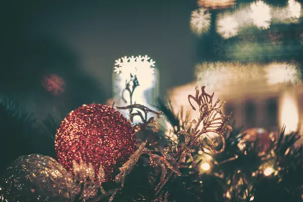 Bokeh Immagine Sfondo Decorazione Natale — Foto Stock