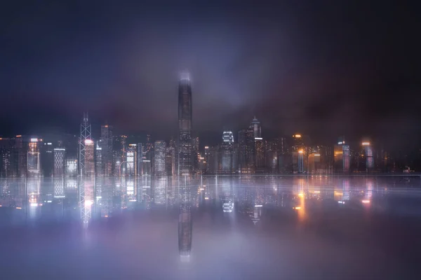 Abstract Horizontal Hong Kong Harbour View Background — стокове фото