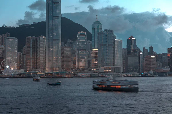 Soyut Yatay Hong Kong Limanı Görünümü Arkaplan — Stok fotoğraf