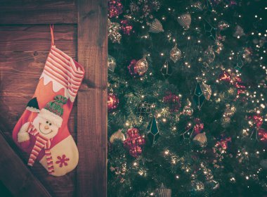 Noel dekorasyonunun Bokeh resmi