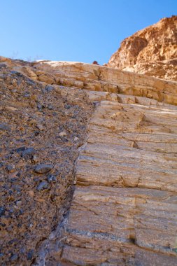 Contact zone between sandstone and pyroclastic breccia