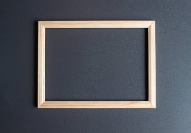 gri arka plan üst görünüm kopyalama alanı üzerinde ahşap boş çerçeve