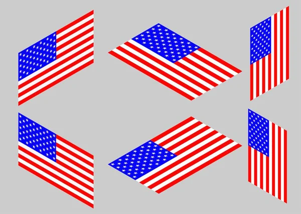 Usa Vlag Isometrische Set Amerikaanse Vlag Vector — Stockvector