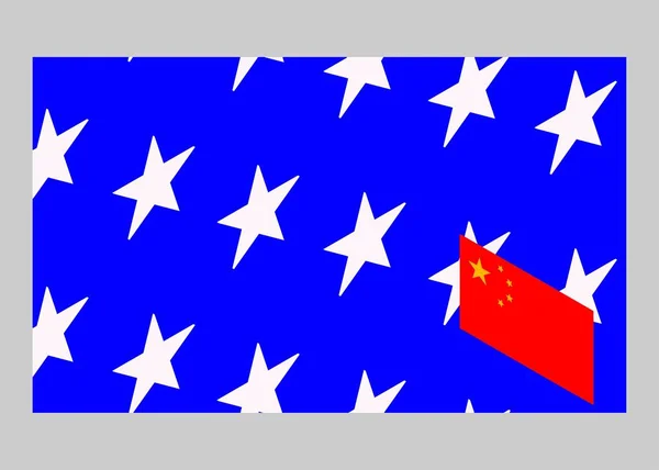 乌萨对中国队 中国国旗和美国国旗 贸易战 经济战争关税 价格战 — 图库矢量图片