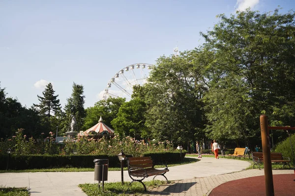 Bukarest Rumänien Centrum Fontäner Nöjespark — Stockfoto