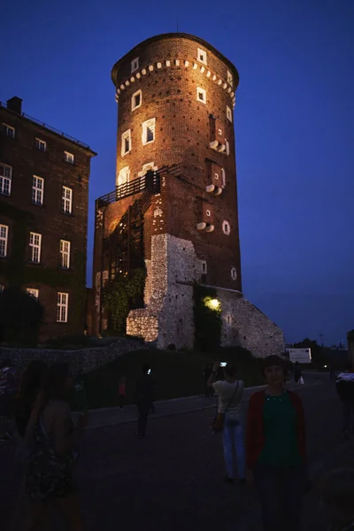 Wawel Castle Lengyelország Krakkó Éjjel Nappal — Stock Fotó