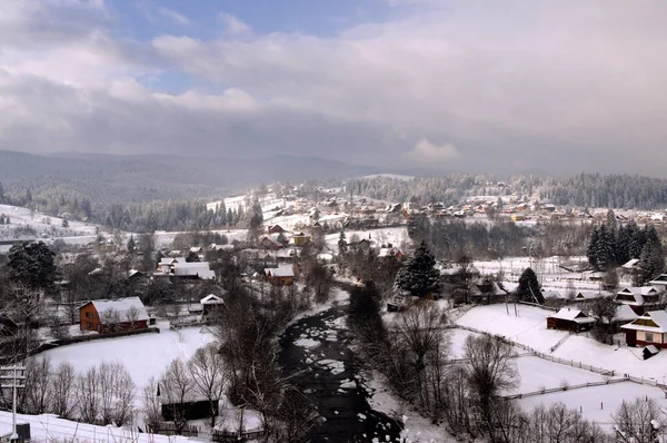 Winter Einer Kleinen Stadt — Stockfoto