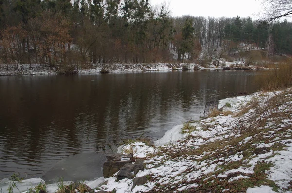 Décembre Journée Hiver Bord Rivière — Photo