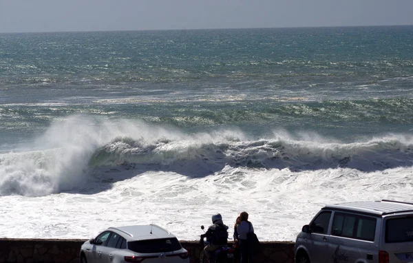 Fale Oceanu Wybrzeże Portugalii Ericeira — Zdjęcie stockowe