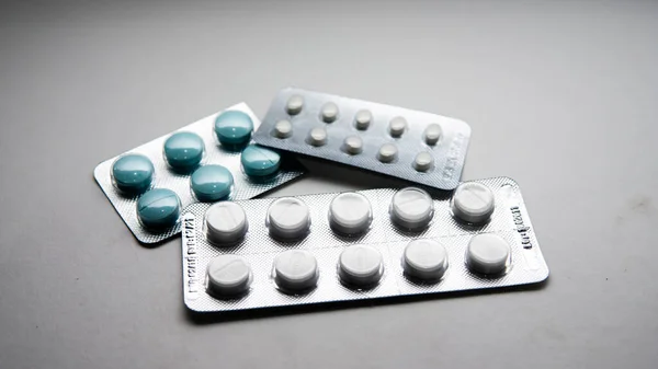 Variety Typ Velikost Paracetamolu Pilulky Balení Izolovaném Bílém Pozadí — Stock fotografie
