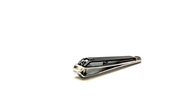 Czarny Metalowy Nożyk Paznokci Białym Tle Sprzęt Higieniczny — Zdjęcie stockowe
