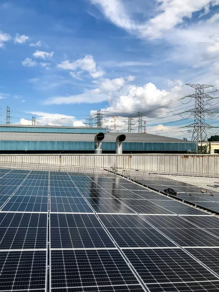 Visualize Painéis Solares Usina Fotovoltaica Parque Solar Para Fornecimento Eletricidade — Fotografia de Stock