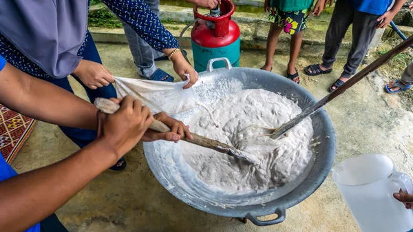 Cocinar Tradicional Desierto Dulce Malasia Dodol Por Los Aldeanos Durante — Foto de Stock