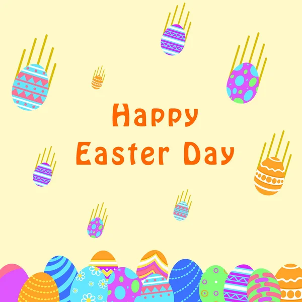 Carte de vœux joyeux Pâques drôle et coloré avec illustration de la chute des œufs et du texte. peut utiliser pour bannière de jour de Pâques — Image vectorielle
