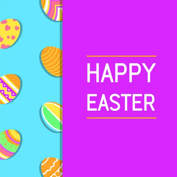 Moderne, simple, drôle et coloré Bonne carte de vœux de Pâques avec illustration des œufs et du texte — Image vectorielle