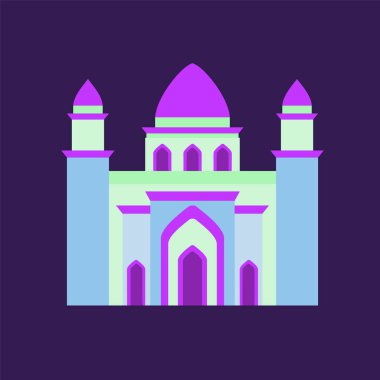 pastel renkli, vektör illüstrasyon cami ramazan kareem ve bayram mübarek ile İslami cami izole düz tasarım,
