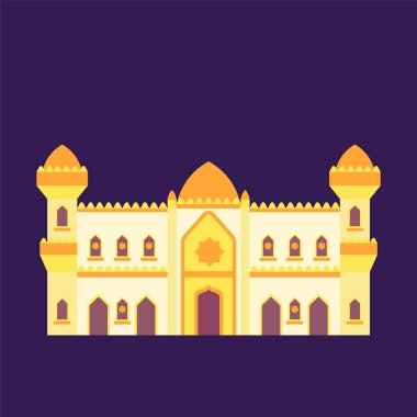 pastel renkli, vektör illüstrasyon cami ramazan kareem ve bayram mübarek ile İslami cami izole düz tasarım,