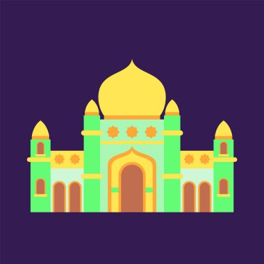 pastel renkli, vektör illüstrasyon cami ramazan kareem ve bayram mübarek ile İslami cami izole düz tasarım,