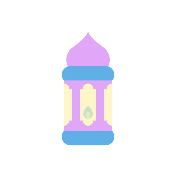 Flat isolated colorful ramadan kareem and eid mubarak lantern, pastel color, illustration and background vector — Stock Vector
