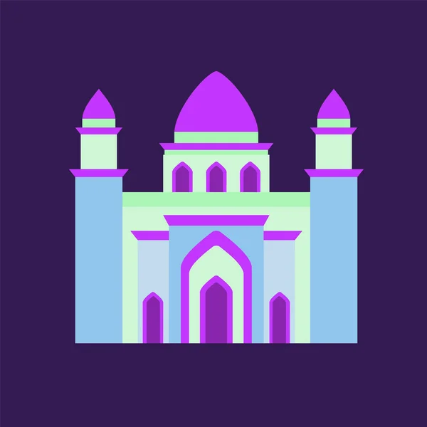 이슬람 모스크 고립 된 평면 디자인 파스텔 다채로운,라마단 카림과 이드 무바라크를위한 벡터 일러스트 모스크, — 스톡 벡터