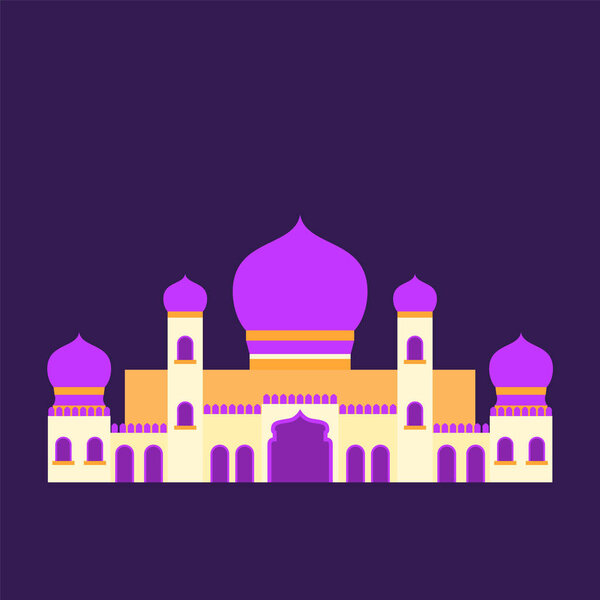 islamic mosque isolated flat design with pastel colorful,vector illustration mosque for ramadan kareem and eid mubarak,