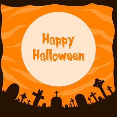 cadılar bayramı afiş için ay ışığı ile ürpertici mezar siluet vektör illüstrasyon da medya sosyal besleme veya hikaye için kullanabilirsiniz