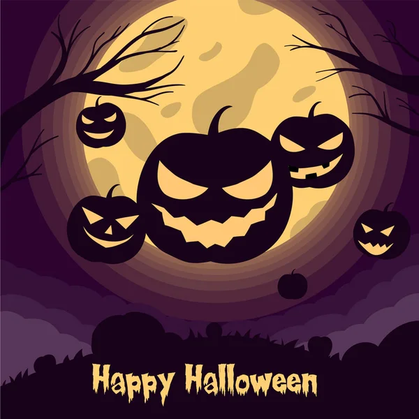 Jack o lantern silhouet vector illustratie met maanlicht voor Halloween banner ook kan gebruiken voor Media Social feed of Story — Stockvector