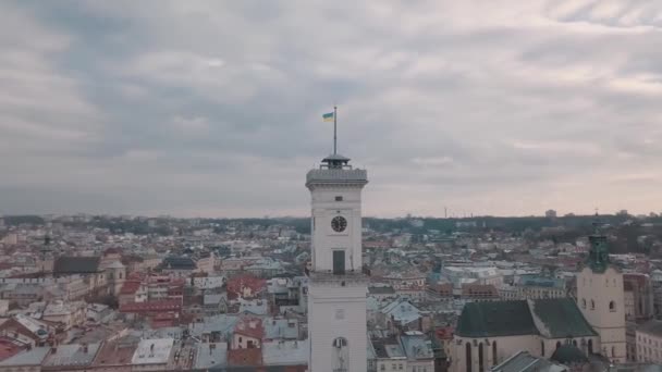 Lvov Ukraine Panorama Der Antiken Stadt Die Dächer Alter Gebäude — Stockvideo