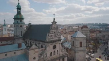 Anteni şehri Lviv, Ukrayna. Avrupa şehir. Şehrin popüler alanları. Kilise