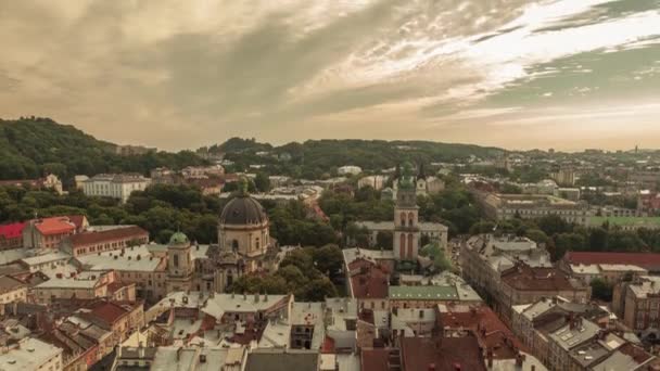 乌克兰利沃夫市的时间推移 欧洲城市 城市的普遍的区域 — 图库视频影像