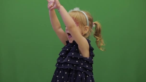 Happy Three Years Old Girl Cute Blonde Child Dancing Make — Stock Video