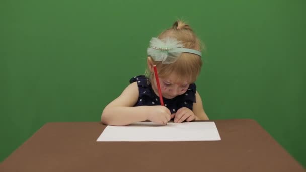 Rapariga Mesa Educação Feliz Menina Três Anos Menina Bonito Sorrindo — Vídeo de Stock