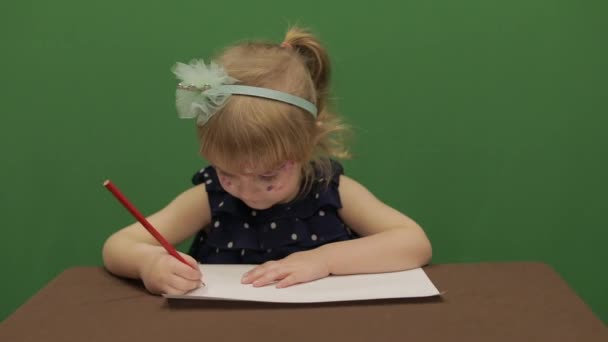 Rapariga Mesa Educação Feliz Menina Três Anos Menina Bonito Sorrindo — Vídeo de Stock