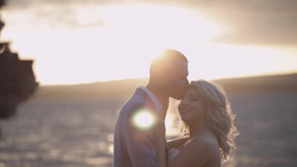 Pareja de bodas. Precioso novio y novia. Familia feliz. Hombre y mujer enamorados — Vídeos de Stock