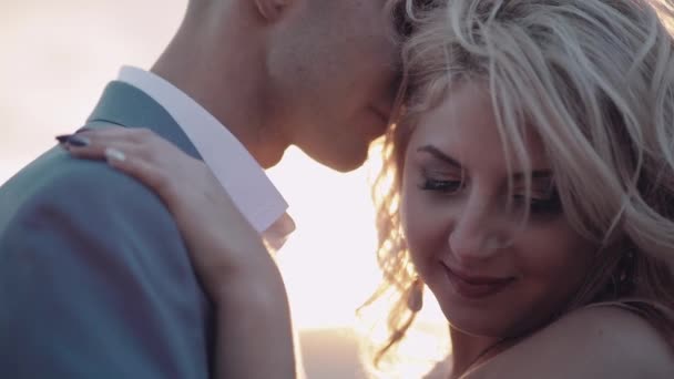 Wedding couple. Lovely groom and bride. Happy family. Man and woman in love — Stock Video