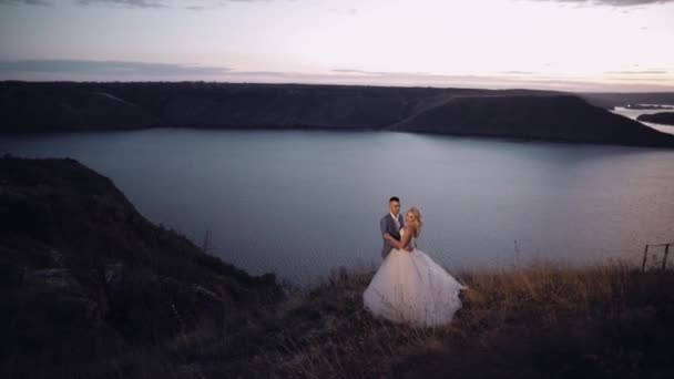 Wedding couple. Lovely groom and bride. Happy family. Man and woman in love — Stock Video