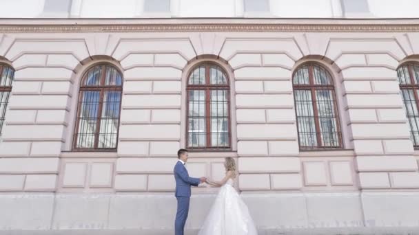 Pareja de bodas. Precioso novio y novia. Familia feliz. Hombre y mujer enamorados — Vídeo de stock