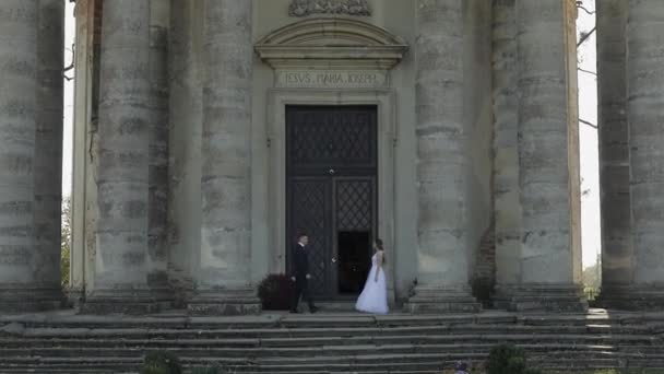 Pareja de bodas. Precioso novio y novia. Familia feliz. Hombre y mujer enamorados — Vídeos de Stock