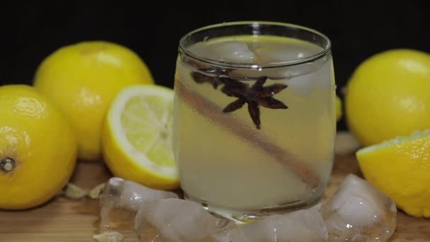 Add a slice of lemon to a cocktail — Stock Video