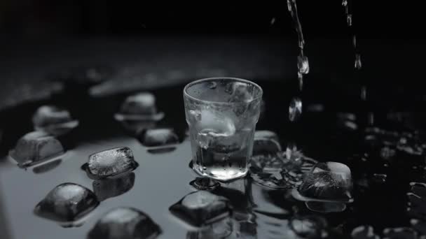 Häll upp vodka i glas. Svart bakgrund. Häll upp alkoholhaltig dryck — Stockvideo