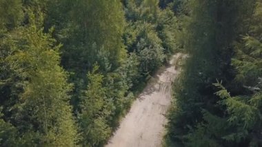 Ekstrem motosikletçiler ormanda yola çıkıyorlar. Motocross. Motosport.