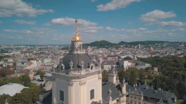 Kasaba Lviv, Ukrayna St Jura St Georges Katedrali kilise havadan görünümü