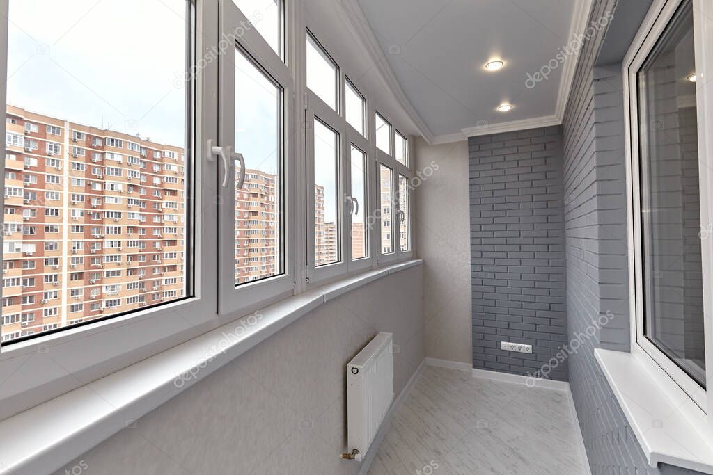 interior of a long apartment balcony