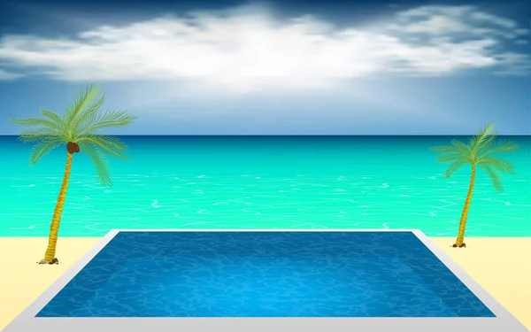 Piscine Extérieure Sur Plage — Image vectorielle