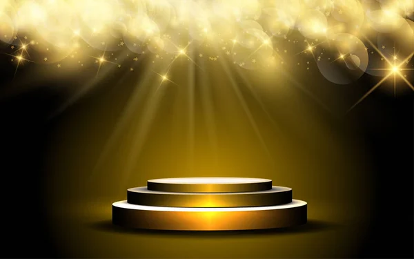 Golden Podium Golden Light Abstract Background — Stock Vector