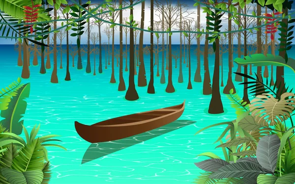 Mangrovebos aan de zee — Stockvector