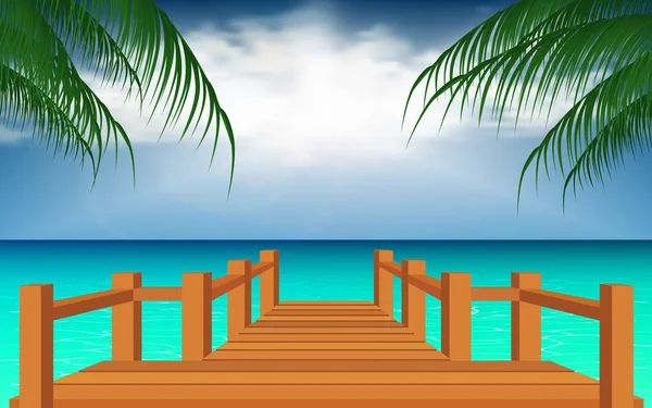 Dřevěné promenádě na pláži — Stockový vektor
